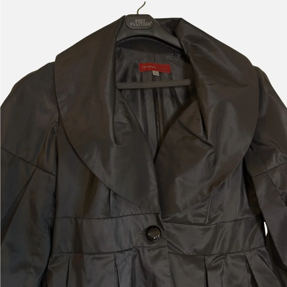 Rare Y2K VTG Black Puff Balloon Sleeve Opera Coat Trench Gothic Victorian 10 - Picture 2 of 6